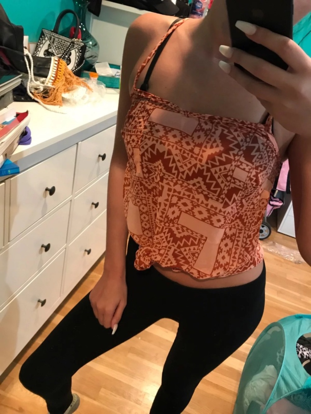 Wet Seal Orange Geometric Print Cami